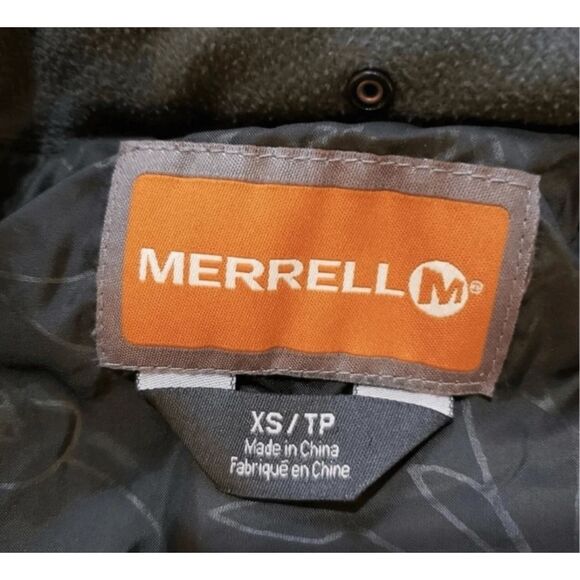 Merrell Women Grey Turtleneck Jacket Size XS Full Zip Puffer Jacket Zip-Pockets - Picture 7 of 10